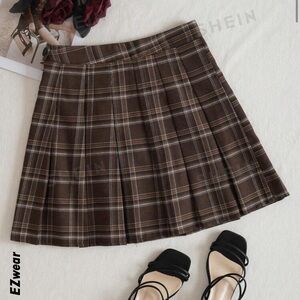SHEIN: Brown plaid skirt XS